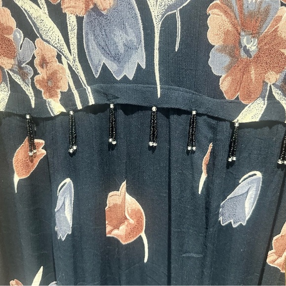 Navy Vintage Paris Brand Floral Maxi Dress - Small - Picture 3 of 6